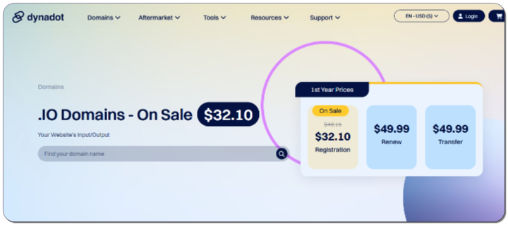 Dynadot .io domains