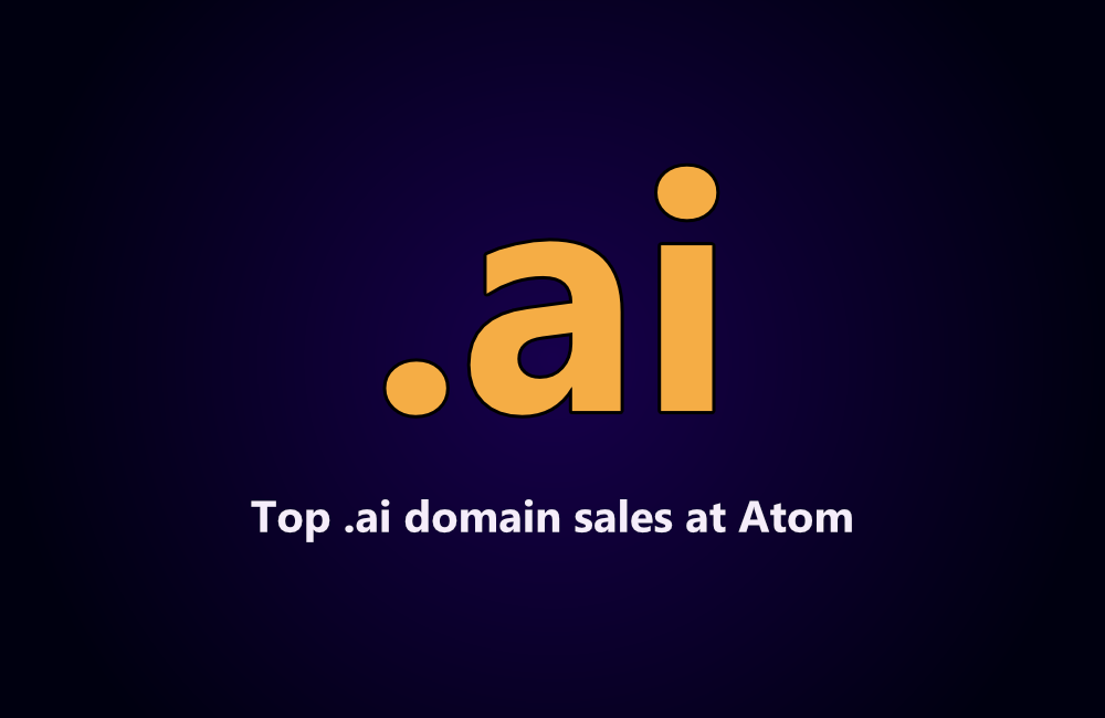 Top .ai domain sales at Atom